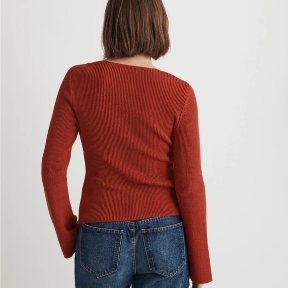 Madewell Flared-Sleeve V-Neck Sweater Etruscan Clay - Picture 4 of 8